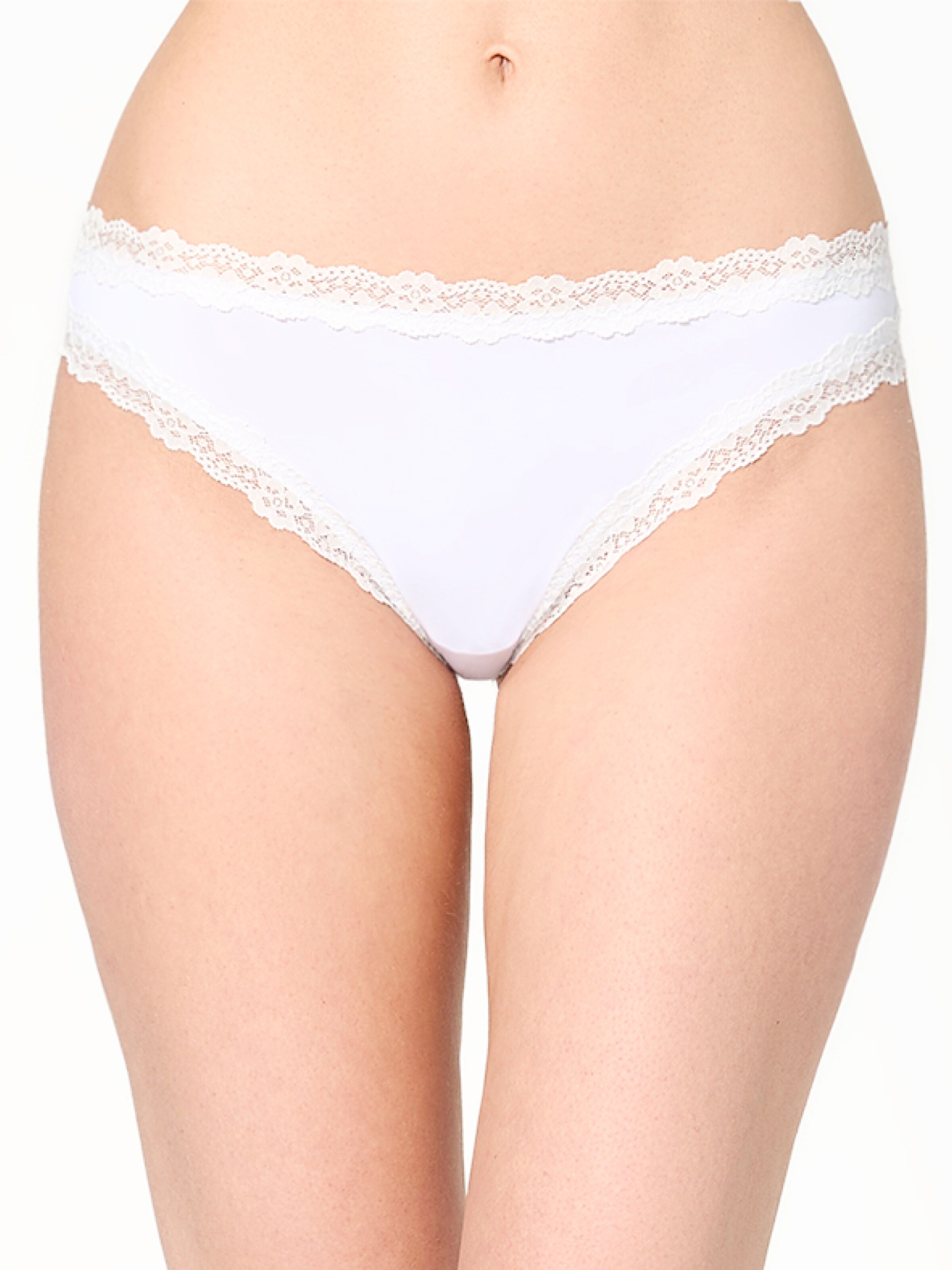 Nur Die Brasilslip ' Invisible Seamless Lace ' in Weiß: Vorderseite