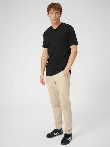TEESHOPPEN Regular fit Button Up Shirt ' Basic V ' in Black