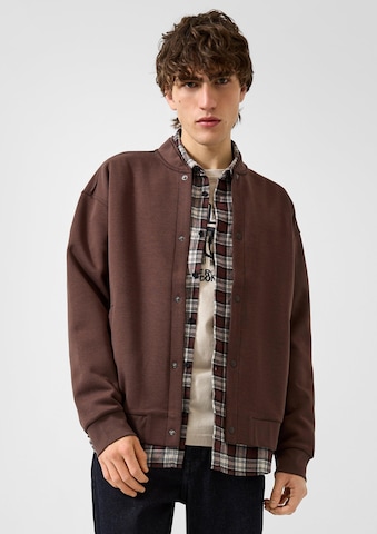 QS Sweat jacket in Brown: front