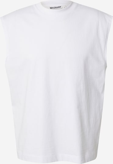 Marškinėliai iš WEEKDAY, spalva – balta, Prekių apžvalga