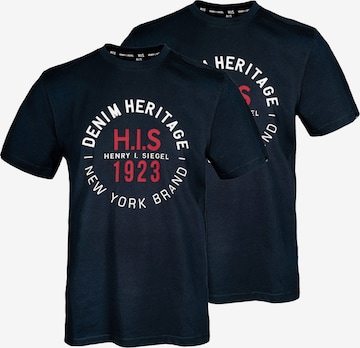 H.I.S - Camisa ' Denim Heritage Big Logo ' em azul: frente
