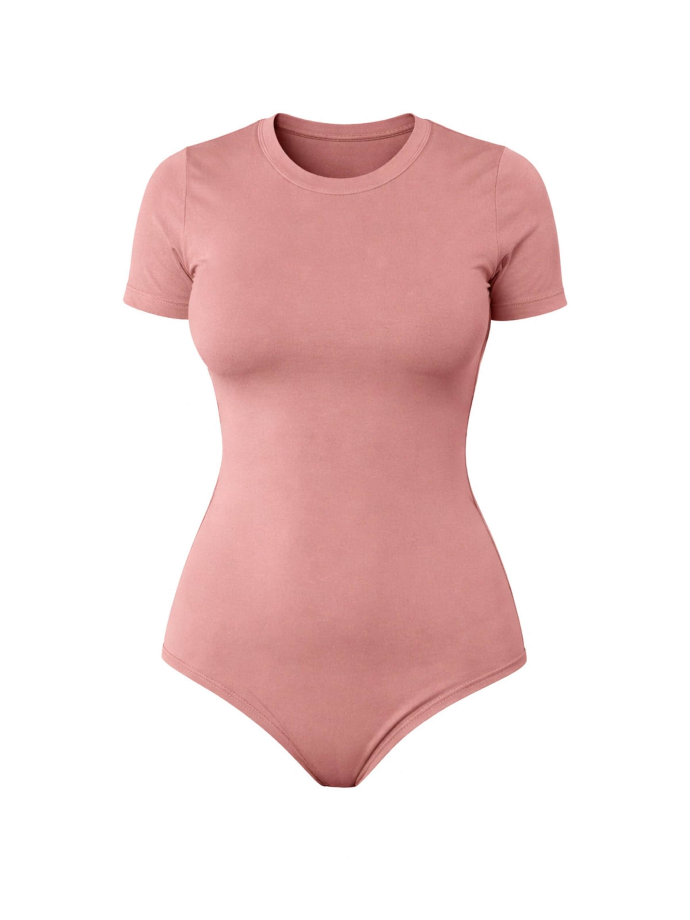 LEAFLETIC Body 'Leafletic Women’s Short Sleeve Crew Neck Bodysuit' i pink: forside