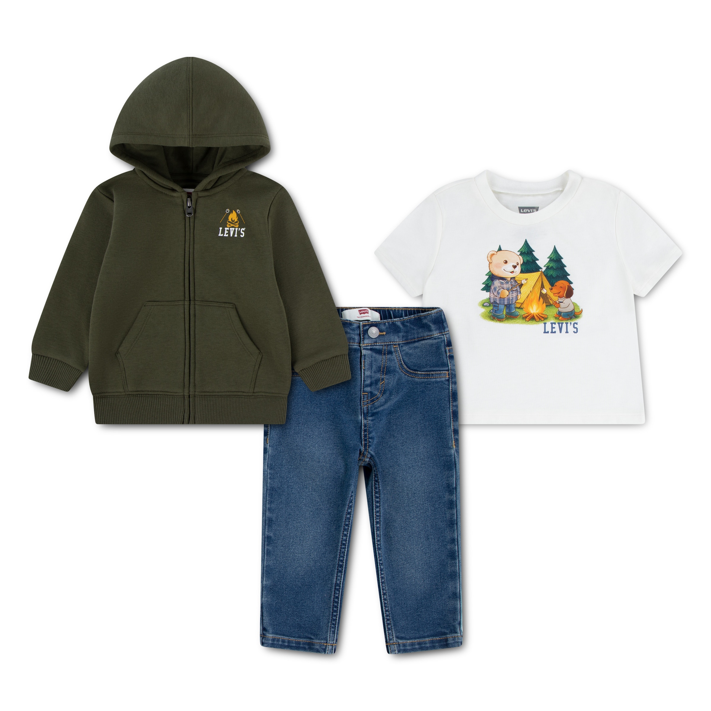 Levi's Kids Комплект в размер 98 в тъмносиньо / маслина / тъмнозелено / бяло, Преглед на продукта