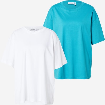 WEEKDAY T-shirt oversize en turquoise / blanc, Vue avec produit