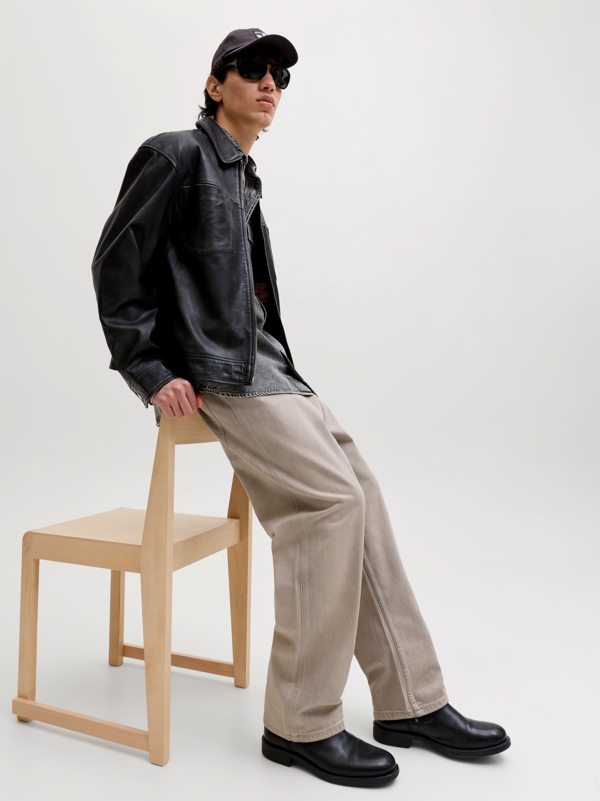 JACK & JONES Baggy Jeans 'JJIAlex JJNorrebro' in Dark Beige