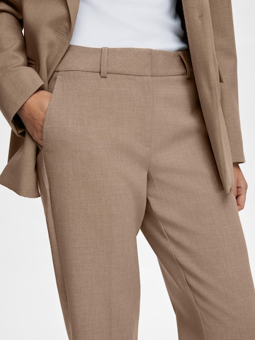SELECTED FEMME Regular Trousers with creases 'Rita-Ria' in Beige