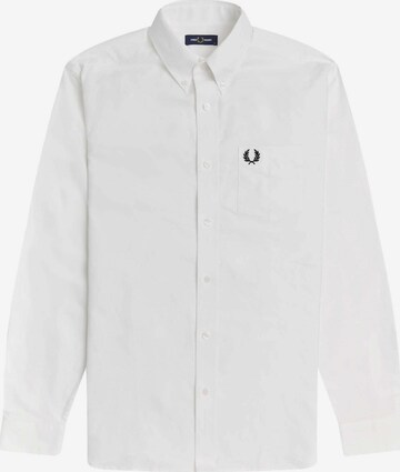 Fred Perry Button Up Shirt in White: front