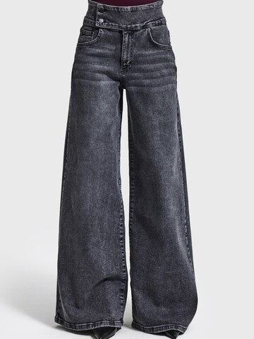 IT'S BASIC Wide leg Jeans 'Palazzo Mid Rise Jeans' in Grijs