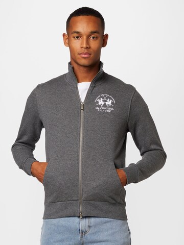 La Martina Zip-Up Hoodie in Grey: front