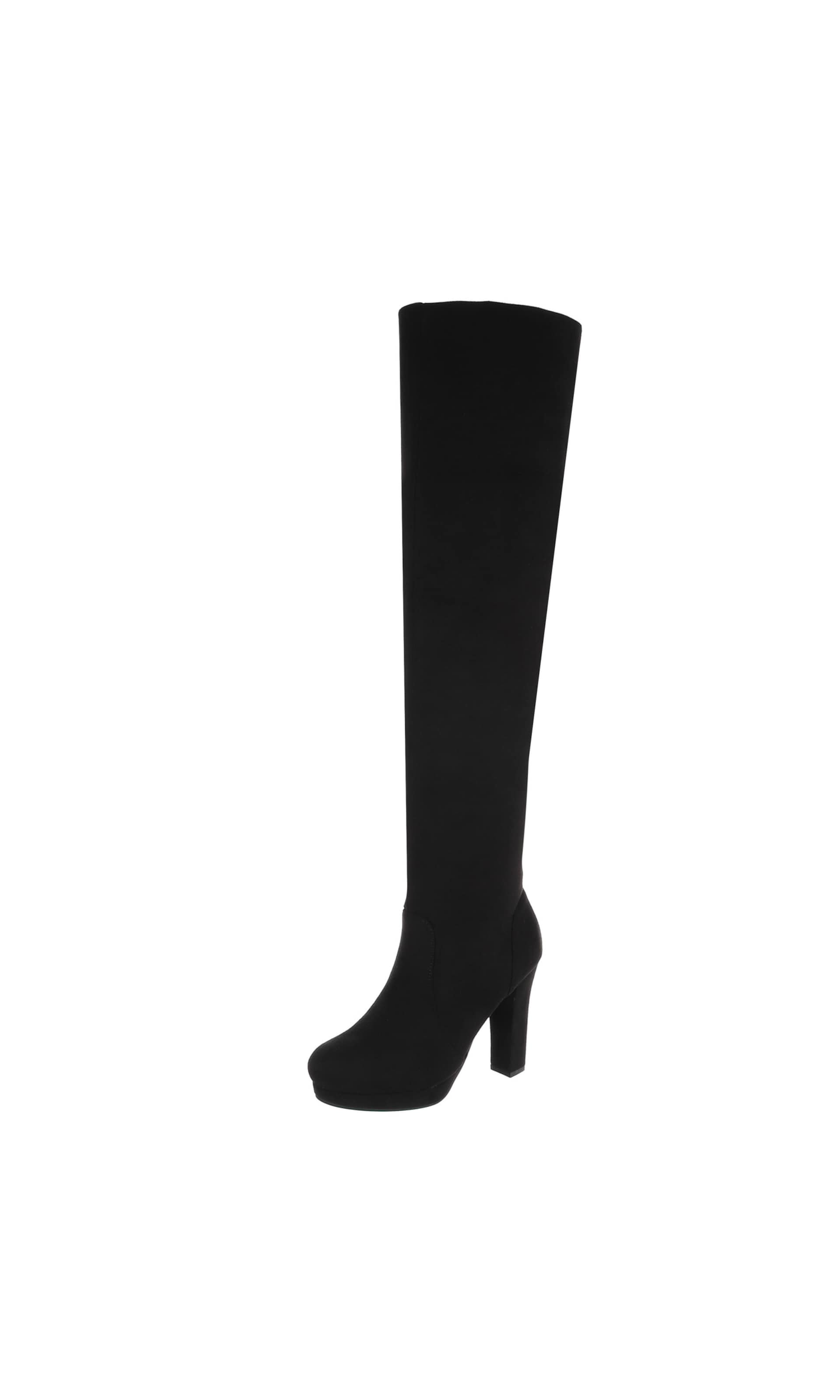 Ital-Design Over the Knee Boots in Black: front