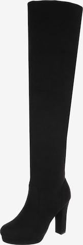 Ital-Design Over the Knee Boots in Black: front