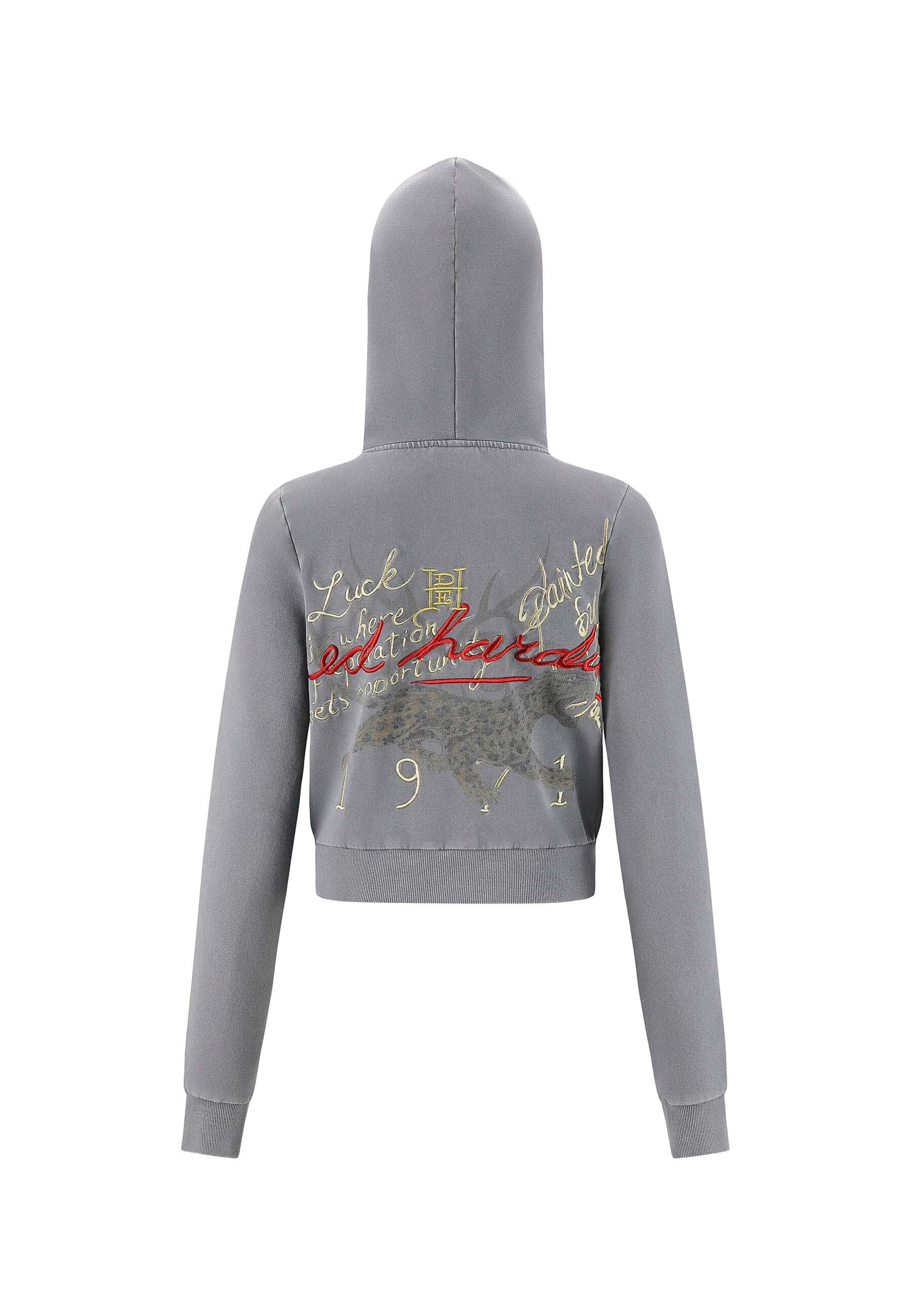 Ed Hardy Sweatjacke 'Flaming Tiger' in Grau