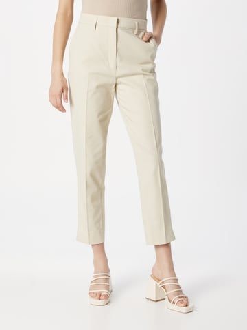Sisley Slim fit Trousers with creases in Beige: front