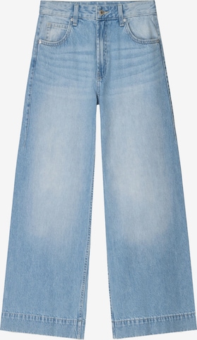 BershkaWide Leg/ Široke nogavice Traperice - plava boja: prednji dio