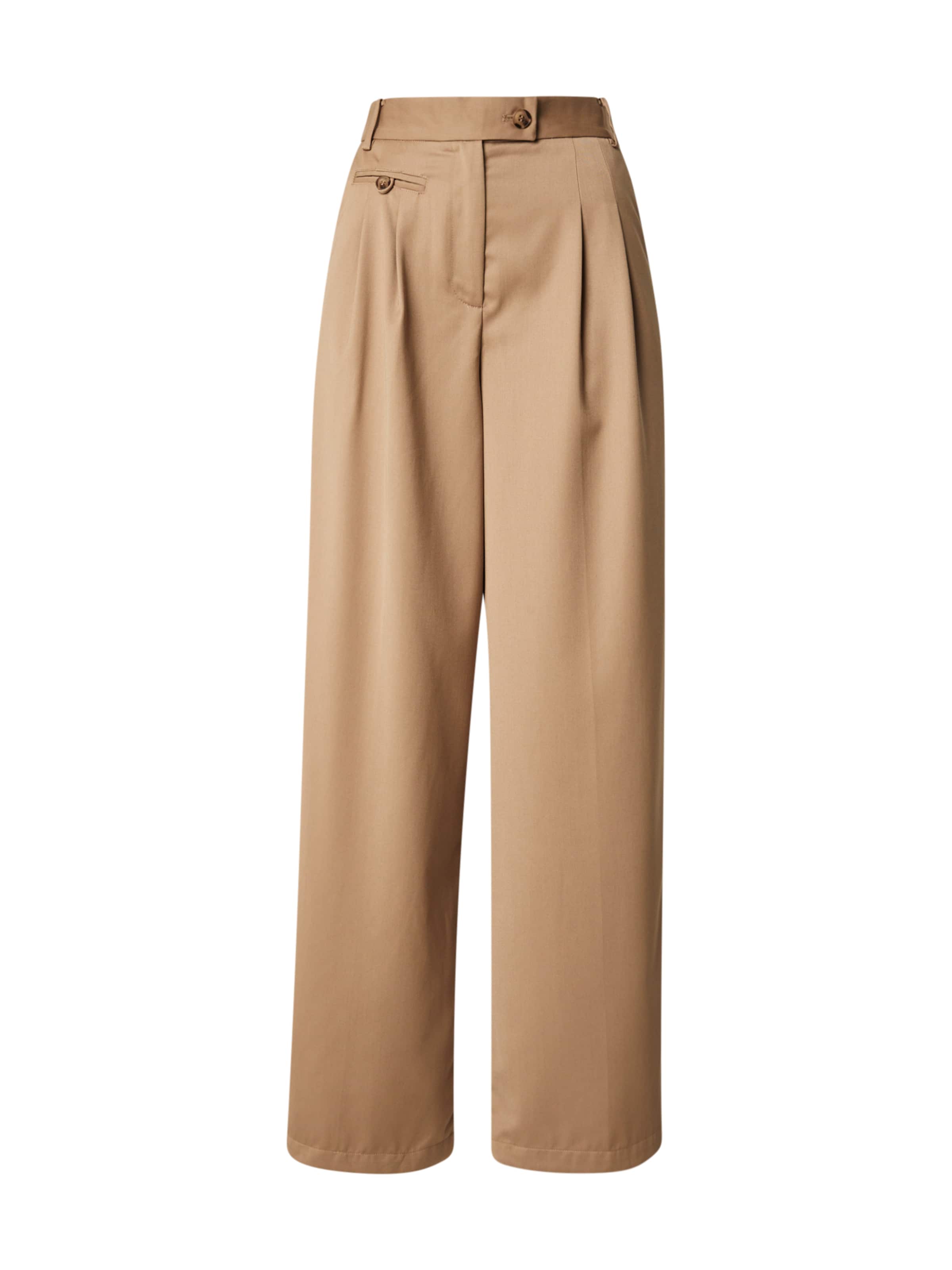 FRNCH PARIS Wide leg Bandplooibroek in Beige: voorkant