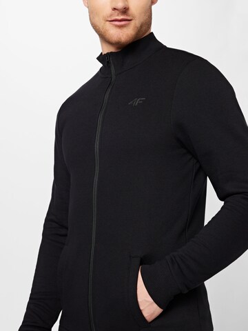 4F Athletic Zip-Up Hoodie in Black