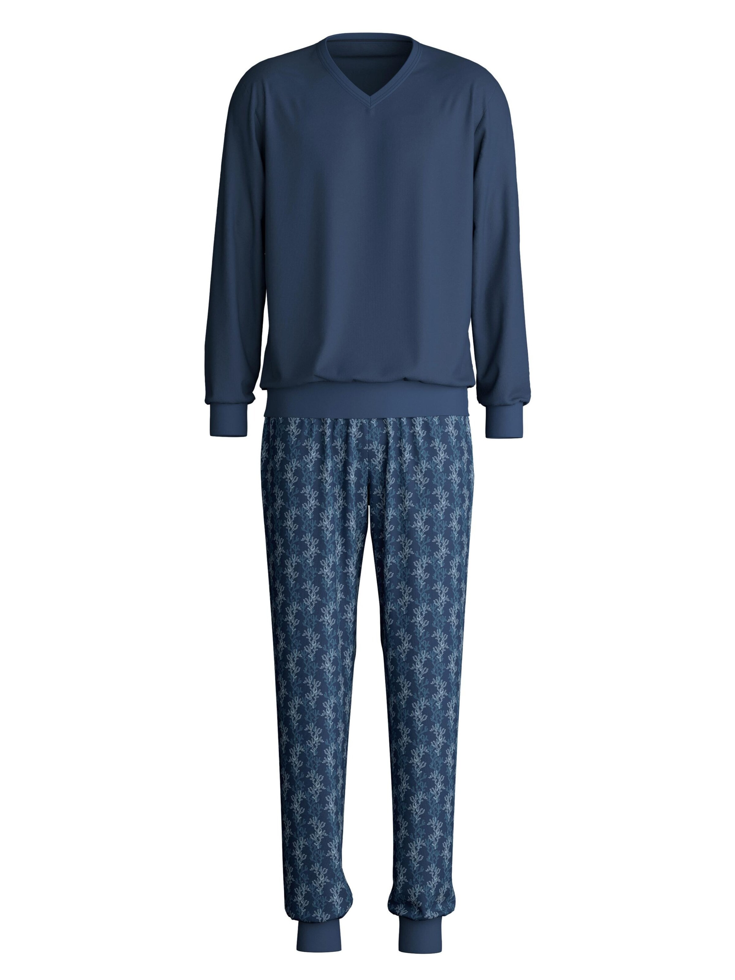 CALIDA Pyjama lang 'Nightwear Xtra' in Blauw: voorkant