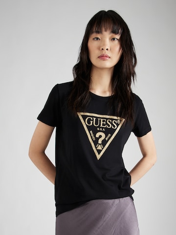 GUESS - Camiseta en negro: frente