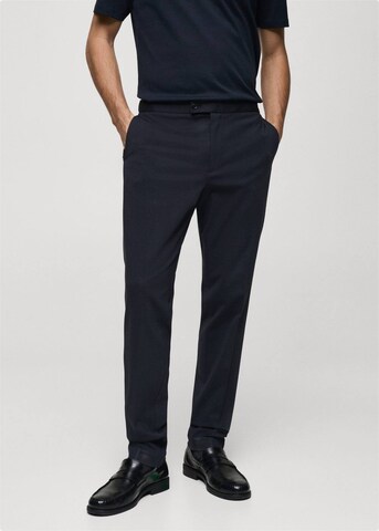 MANGO MAN Slim fit Pleated Pants 'Zurich' in Blue: front