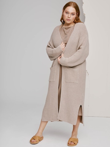 A LOT LESS Knit Cardigan 'Leanna' in Beige: front