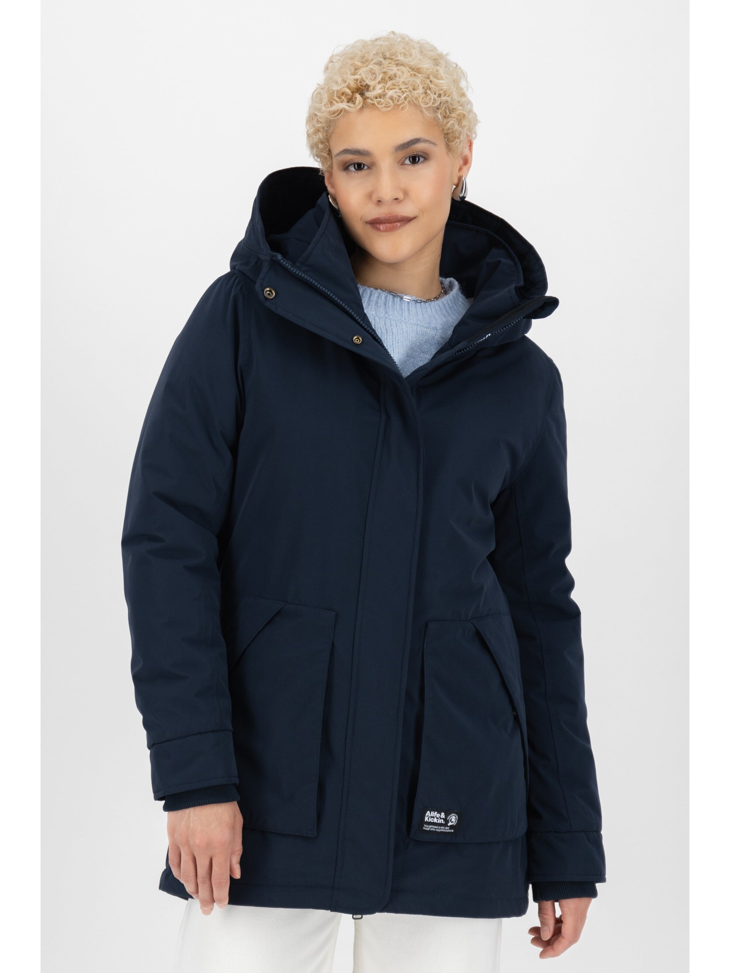 alife & kickin Winter Jacket 'Flora' in Blue: front