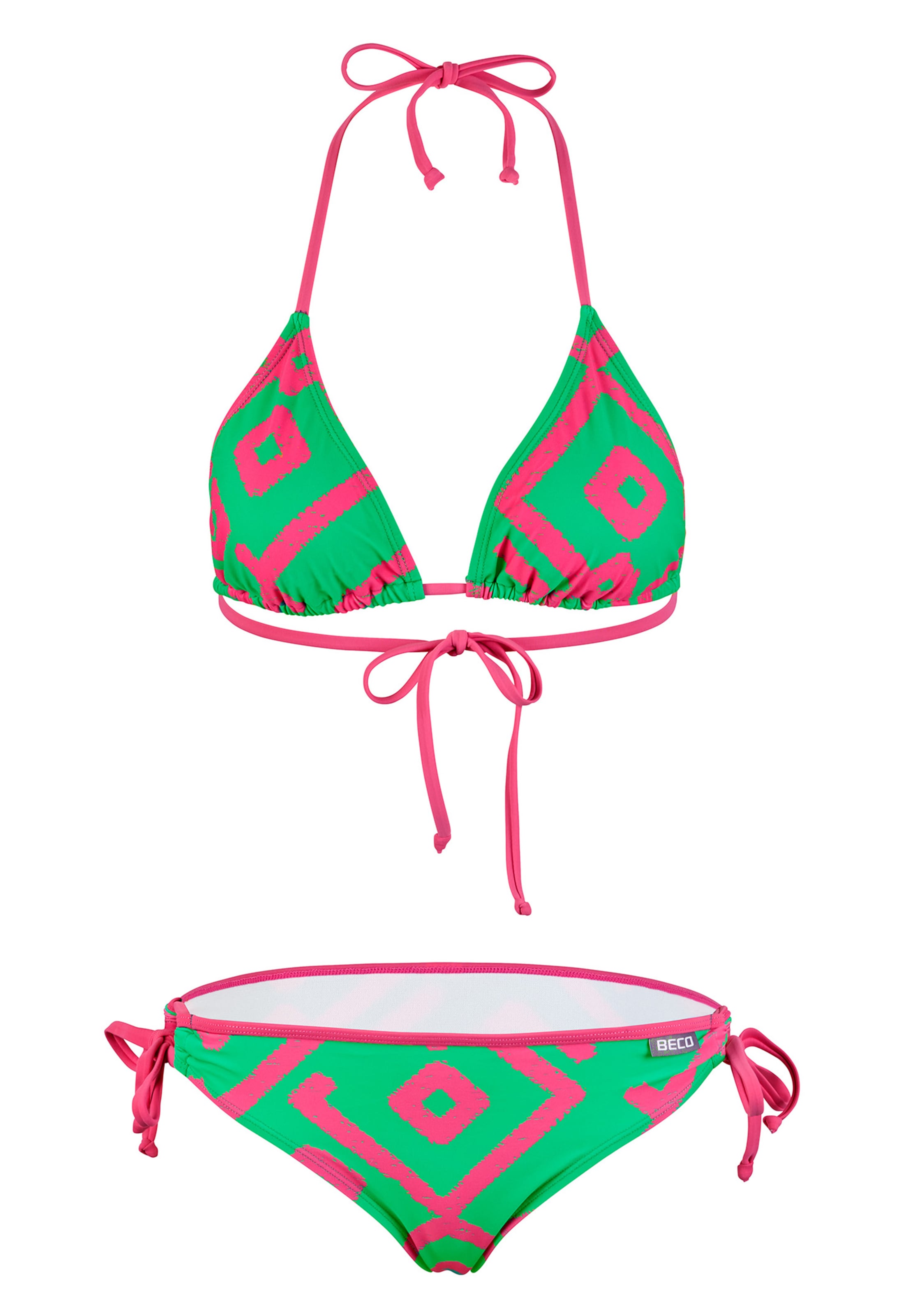 BECO the world of aquasports Triangel Bikini 'Inka Graphic' in Grün: Vorderseite