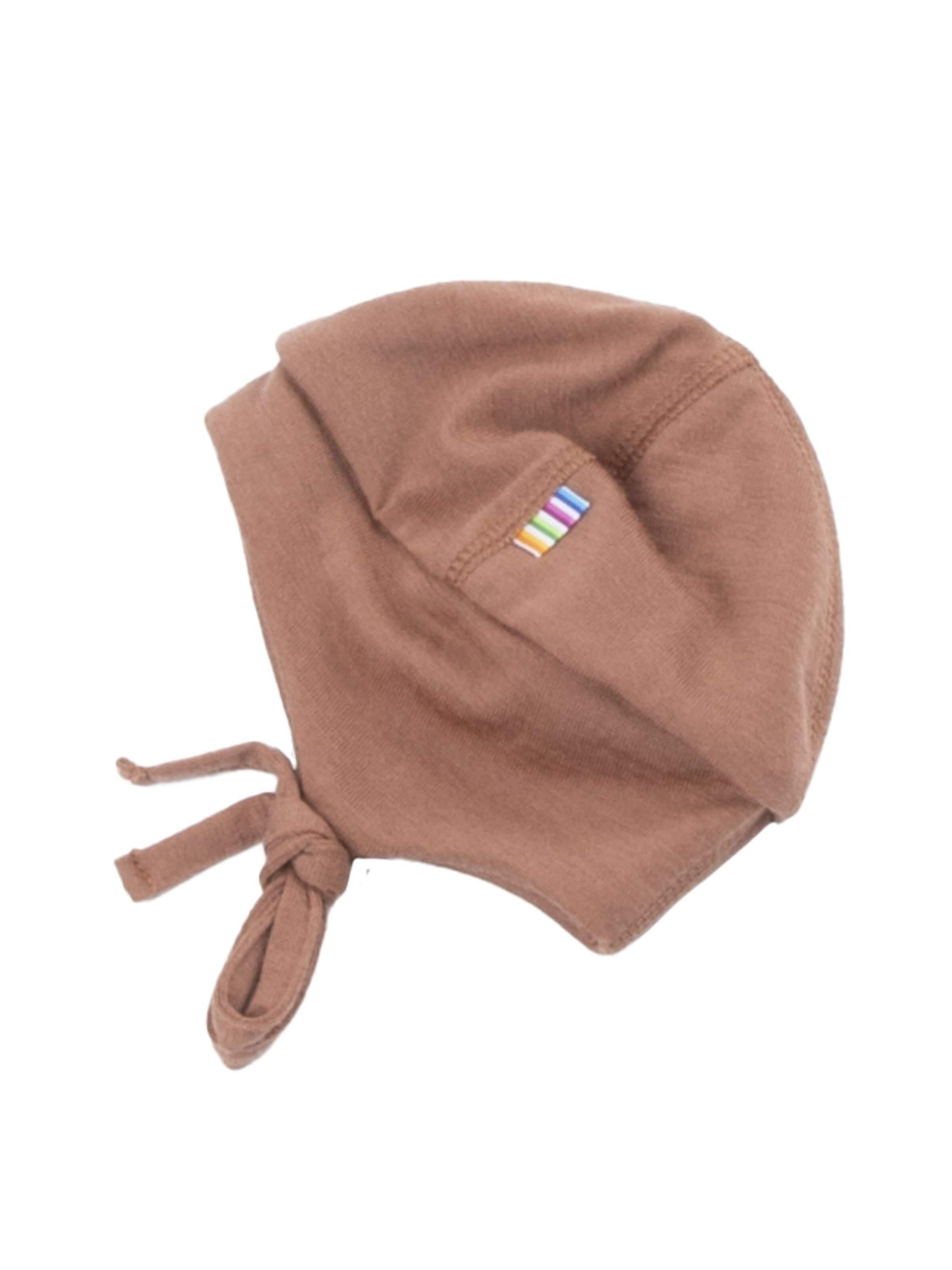 JOHA Beanie 'Erstlingsmütze aus Merinowolle' in Brown: front