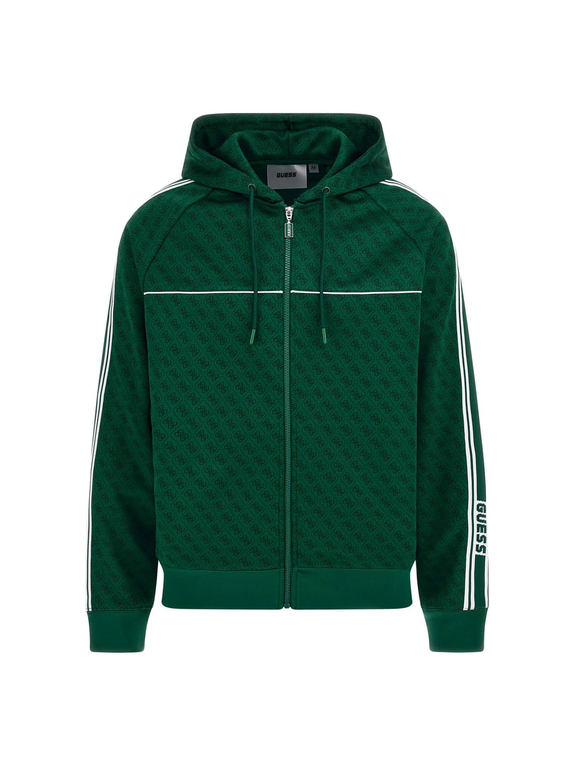 GUESS Zip-Up Hoodie in Dark green / White, Item view