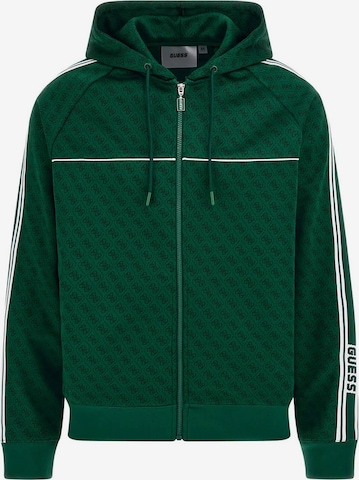 GUESS Zip-Up Hoodie in Green: front