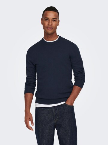 Only & Sons Sweater 'Rex' in Blue: front