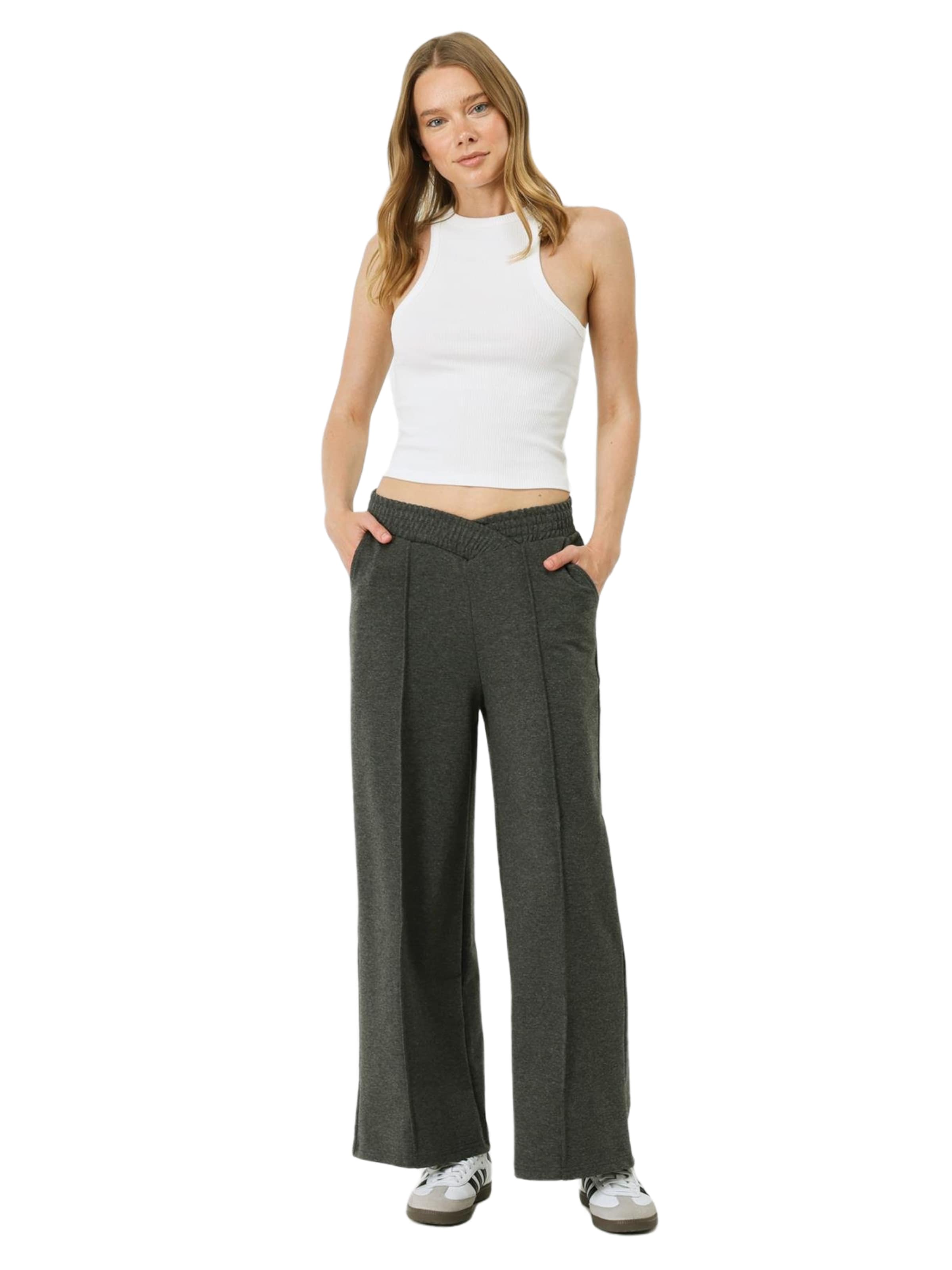 C&City Wide leg Broek in Grijs