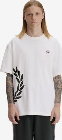 Fred Perry - Camisa 'Camiseta fred perry blanca textured laurel wreath tee' em branco: frente