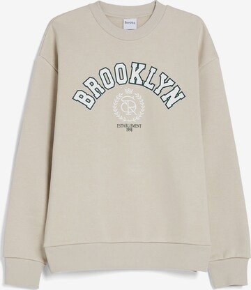 Sweat-shirt Bershka en beige : devant