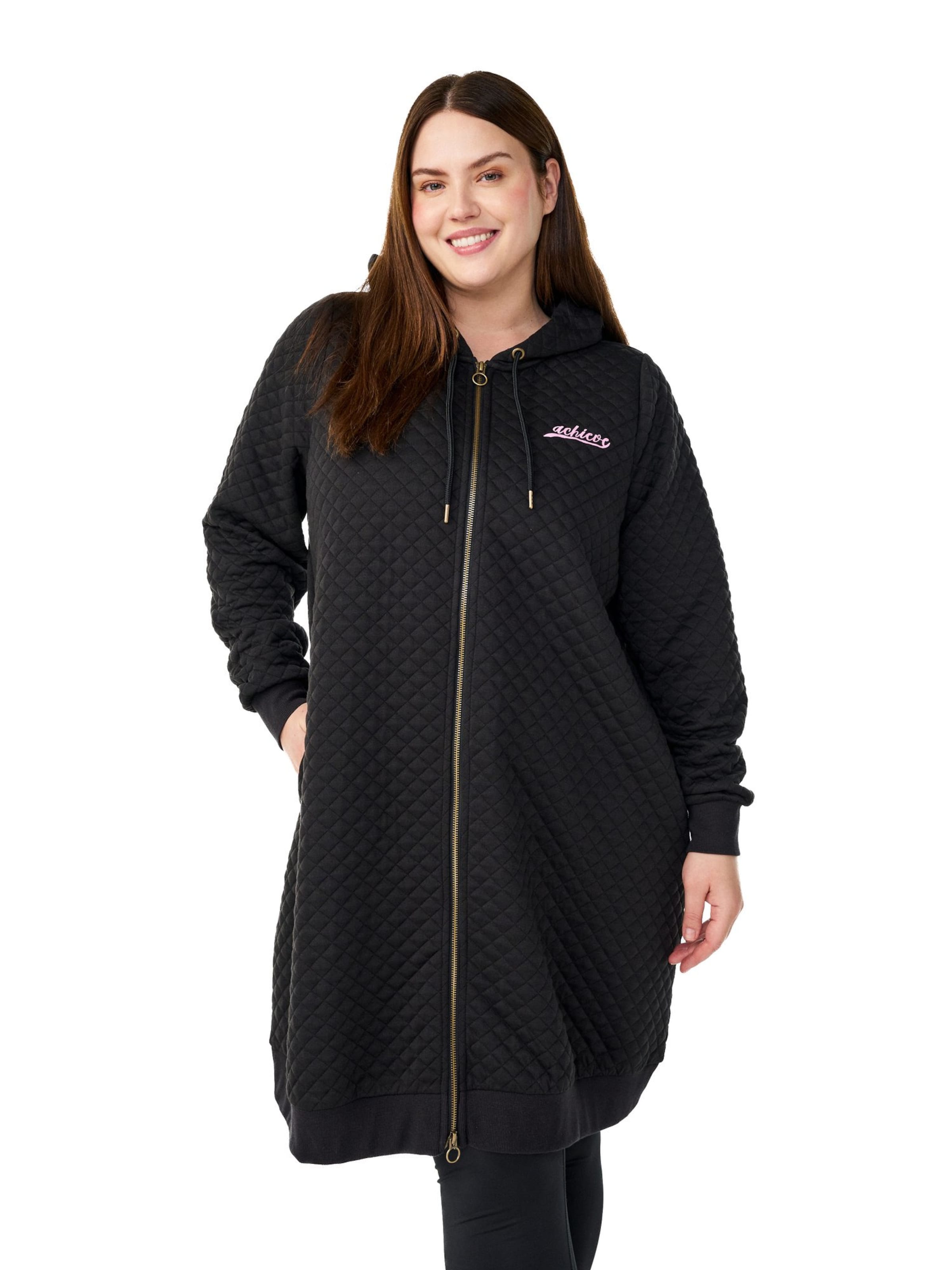 Active by Zizzi Вязаная кофта 'Aemana' в Черный: спереди