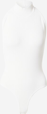 Nasty Gal Shirt Bodysuit in White: front