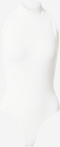 Nasty Gal Shirt Bodysuit in White: front