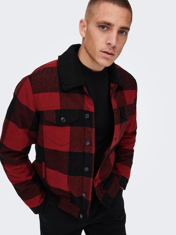 Only & Sons Between-Season Jacket 'Louis' in Red