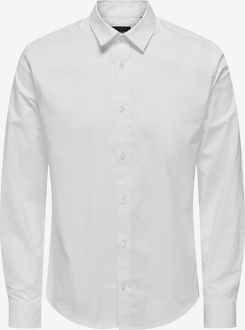 Coupe slim Chemise 'Andy' Only & Sons en blanc : devant