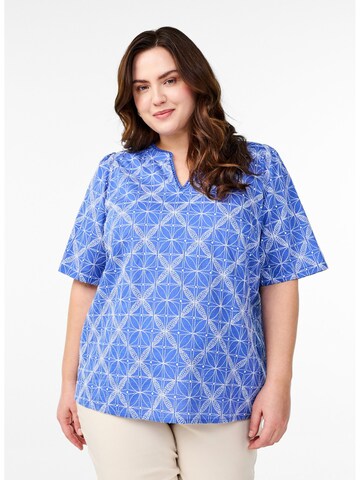Camicia da donna 'Mavita' di Zizzi in blu: frontale
