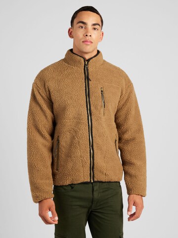 BLEND Fleece jas in Bruin: voorkant