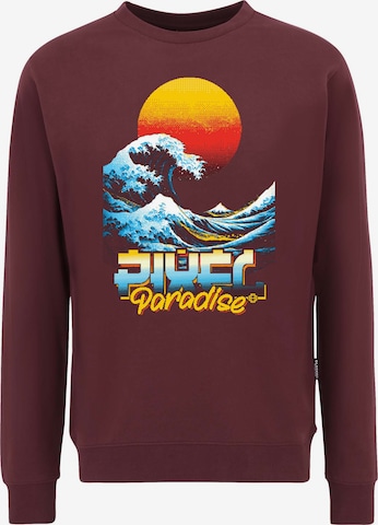 Oldskull Sweatshirt 'Retro Pixel Wave Logo Graphic' in Rot: Vorderseite