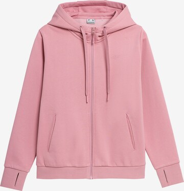 4F Athletic Zip-Up Hoodie in Pink: front