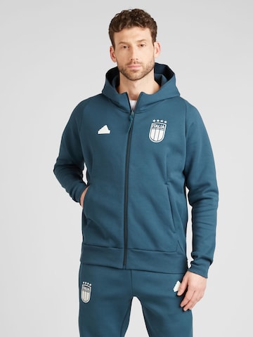 ADIDAS PERFORMANCE Athletic Zip-Up Hoodie 'Italy Travel' in Blue: front