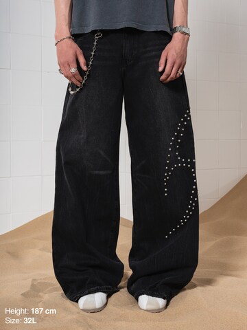 ENRAGE Wide leg Jeans 'BOWSTONS' in Black
