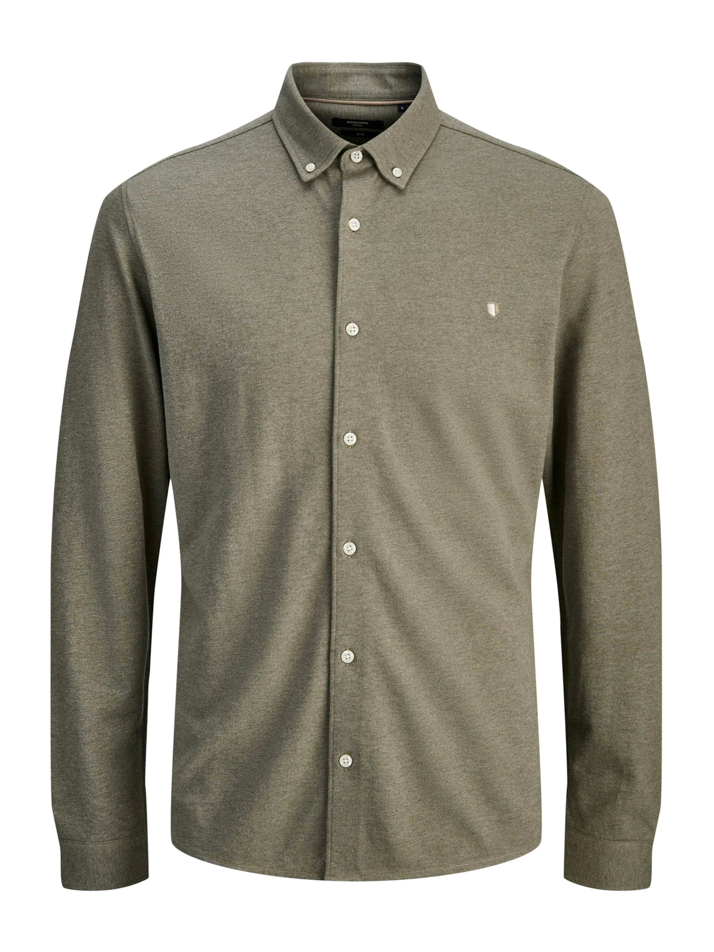 Jack & Jones Premium Slim fit Button Up Shirt 'JPRBLUBLAKE' in Green: front