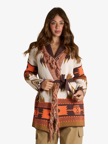 ViCOLO Knit Cardigan 'Folk-Chic' in Brown: front