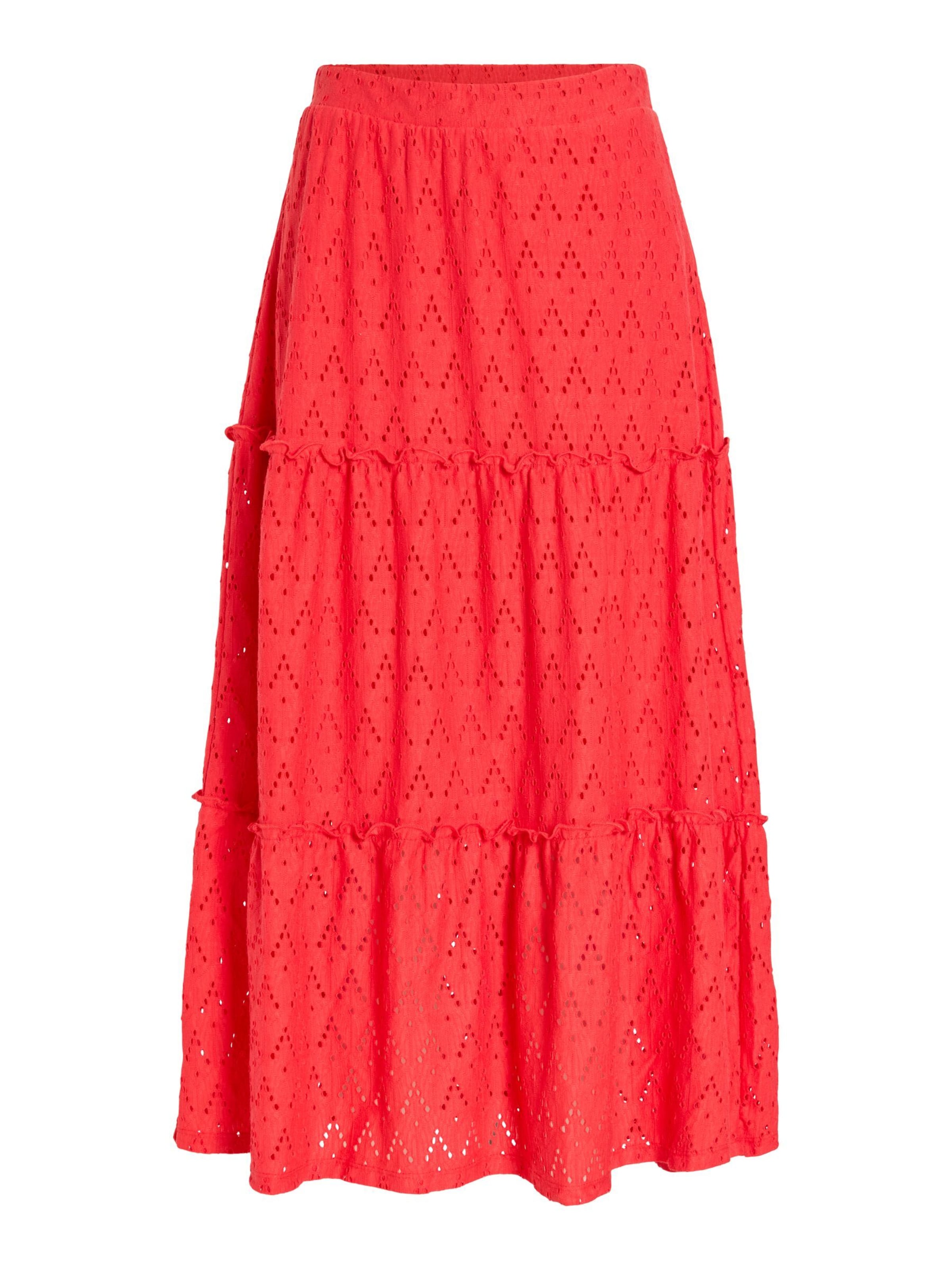 VILA Rok 'VIAmalina' in Rood: voorkant