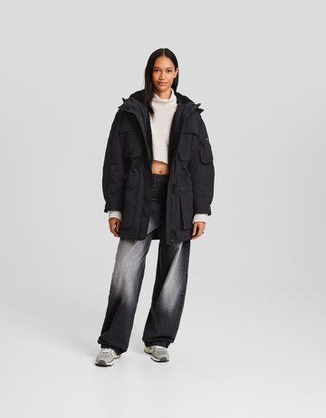 Bershka Parka in Schwarz