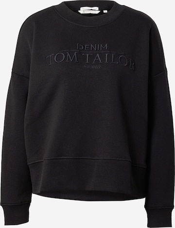 TOM TAILOR DENIMSweater majica - crna boja: prednji dio