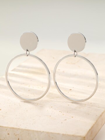 Hey Happiness - Pendientes 'Round Drop Hoop' en plata